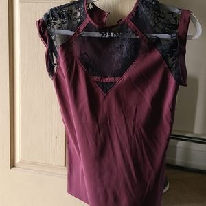 Burgundy & mesh shirt
